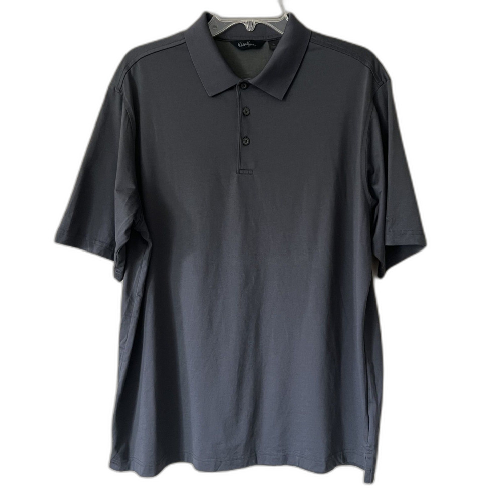 sz L Mens Gray Short Sleeve Pima Cotton Polo Golf Shirt by Walter Hagen - mint